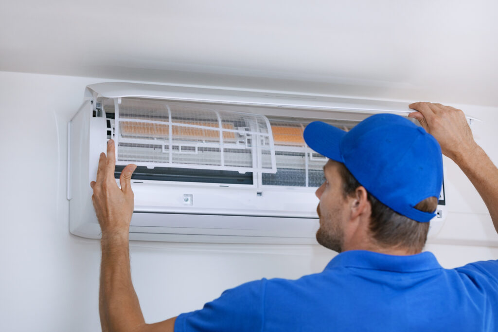 Air conditioner maintenance and repair service. 