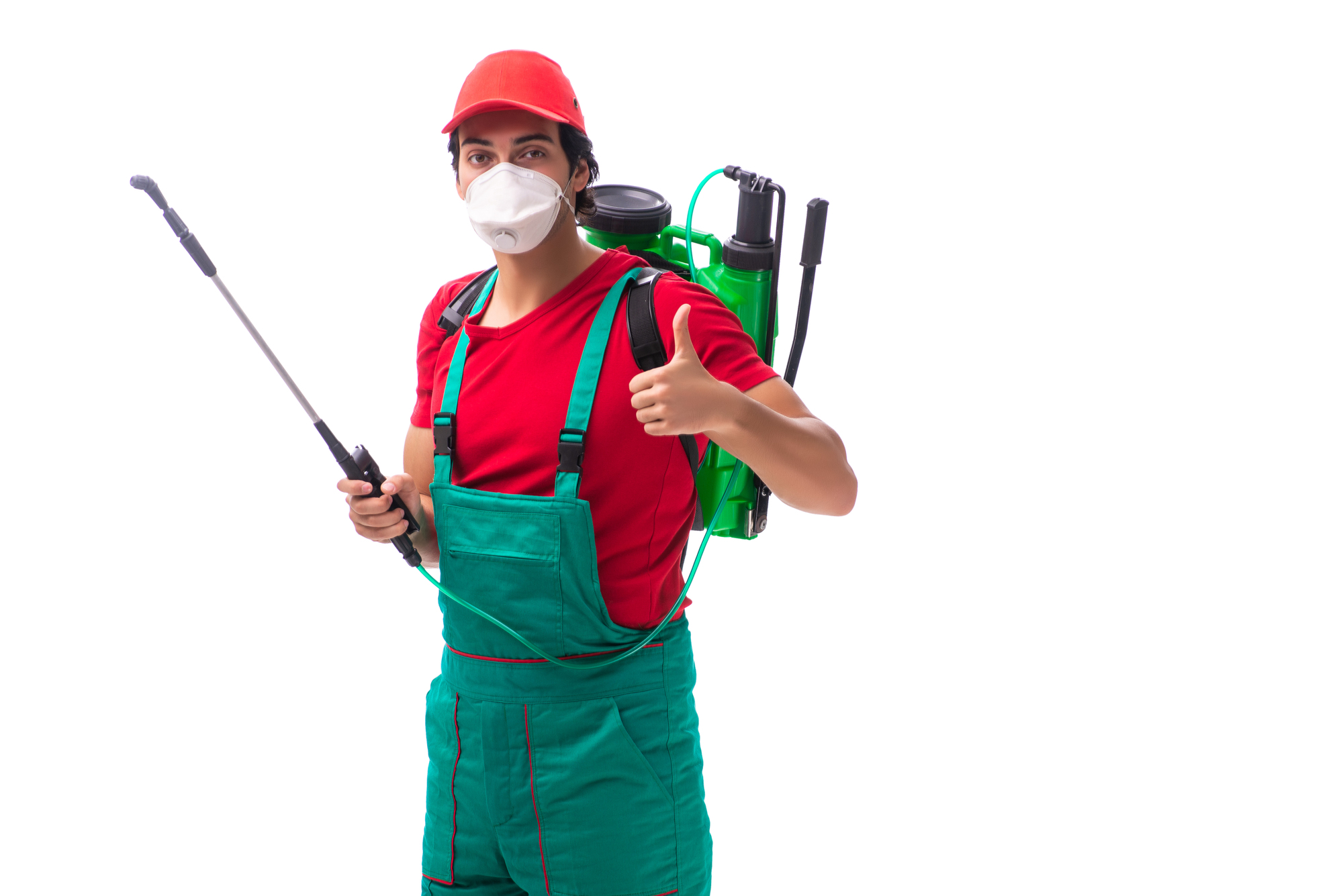 Pest control contractor isolated on a white background